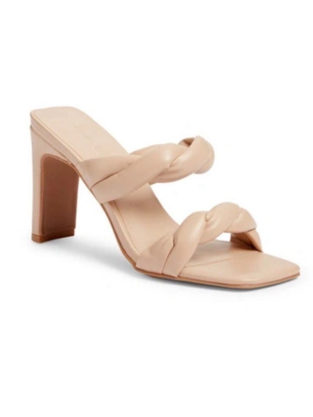 Open Edit Remmy Nude Twist Strap High-Heel Slide Sandal, New with Flaws, Size 7